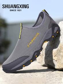 SHUANGXING Breathable Light Weight Soft Bottom Mesh Casual Sport Shoes For Men, Suitable For Summer
