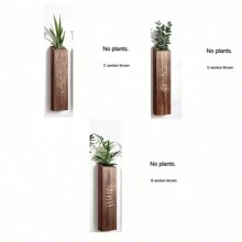 1 pieza Jarrón de pared de madera montado para flores secas, maceta inclinada creativa de plantas falsas, jarrón de bolsillo, adecuado para casa de campo, dormitorio, sala de estar, baño, patio, jardín, accesorio de decoración del hogar, decoración de habitación, jarrón de vidrio