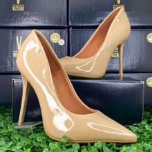 Women's Pointed Toe Pumps High Heel Vizzano Luxury Elegant Formal Shoes Women Stilleto Patent Leather - 米色/清漆 - 查看 4