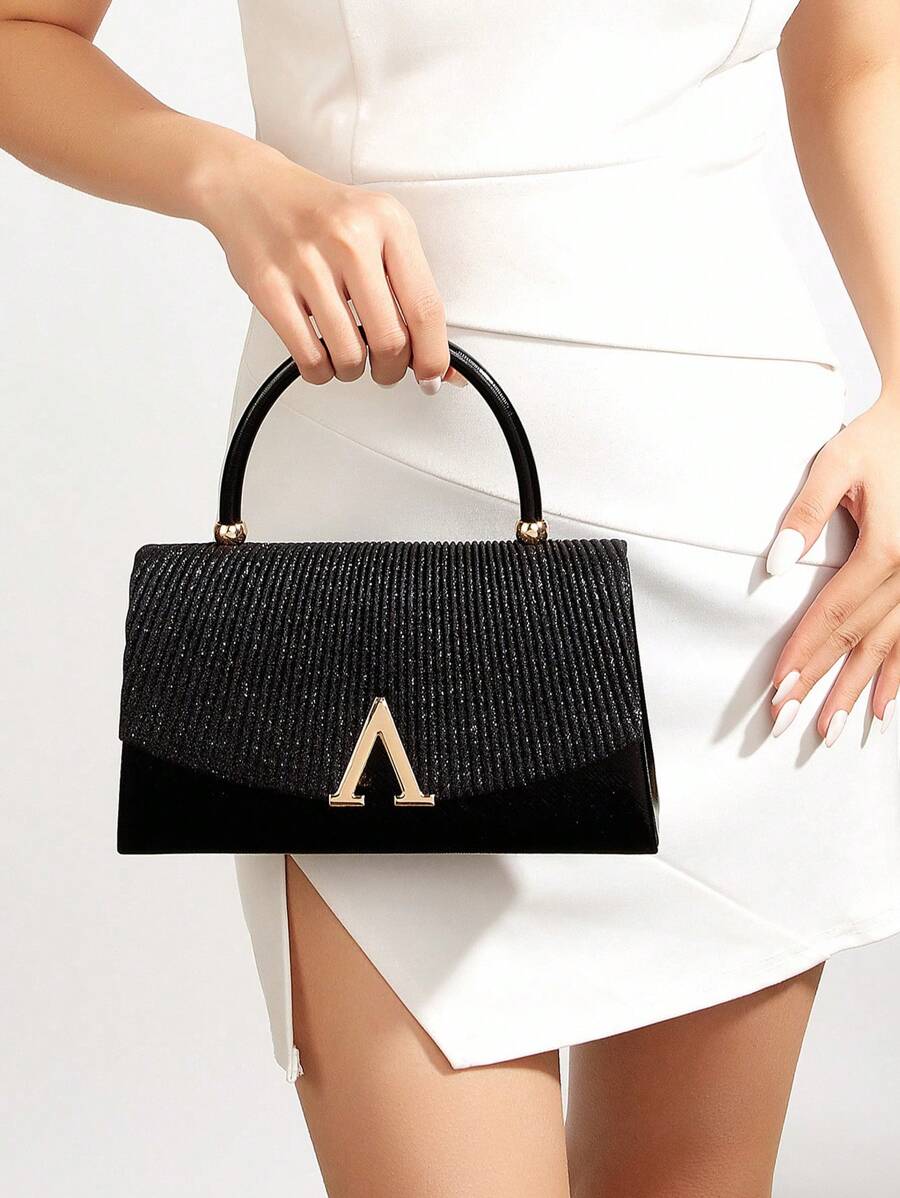 Shiny Clutch Bag, Suitable For Formal Events And Galas, Elegant And Fashionable Ladies' Handbag, Perfect For Parties, Weddings, Halloween, Galas, Formal Dinners/Banquets, Can Be Paired With Wedding Dresses, Formal Gowns, Prom Dresses, Birthday Dresses. - Black - View 1
