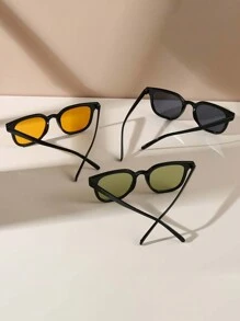 3 Pairs/1 Pair Y2K Punk Colored Lens Square Black Fashion Glasses, Outdoor Sports Party Includes Gift Glasses Case - Multicolor - View 2