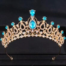 Coroa Princesa Diadema de Cor Dourada com Strass para Noiva, Tiaras e Coroas para Mulheres, Acessórios de Cabelo para Casamento, Festa, Joias, Presentes de Diadema - cor - Visão 8