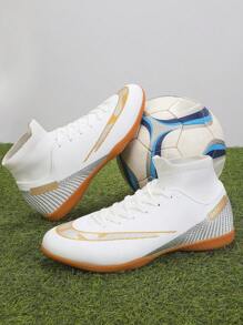 Zapatos de fútbol para hombre con tacos antideslizantes, altos y con cordones, zapatos de entrenamiento de futsal aptos tanto para hombres como para mujeres