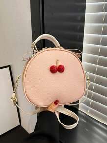 Yogodlns 荔枝纹撞色樱桃装饰小钱包和手提包新款女士单肩斜挎手机包