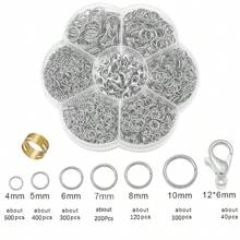 1 caja de anillos de salto, Kit de accesorios de joyería para principiantes, anillo de salto abierto, fabricación de joyas, llavero, reparación de collares con herramienta abridor 47S3 - Dorado - Ver 8