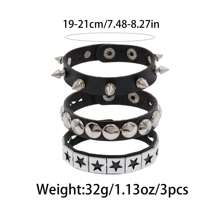 3 Pieces Of Punk-Style Leather Bracelets With Studs - Gothic Spiked Cuff Bracelets - 80s-Inspired Riveted Wristbands Accessories