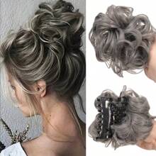 Synthetic Chignon Messy Bun Claw Clip In Hair Piece Wavy Curly Hair Bun Ponytail Extensions Scrunchie Hairpieces For Women