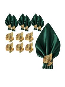 6pcs Leaf Design Napkin Ring, Minimalist Stainless Steel Napkin Holder Ring For Dinner Table - Gold - View 1