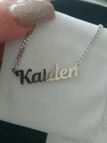 18K Gold Personalized Name Necklace With Cuban Chain, Custom Gothic Style Name Necklace, Birthday Gift, Christmas Gift, Gift For Mom - Multicolor - View 8
