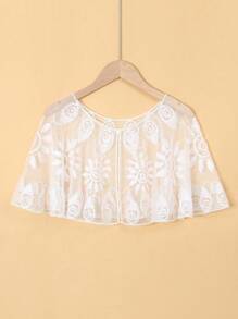 1pc Vintage Short Top, Lightweight Yet Heavily Beaded Lace Women Crop Top, Party/Event Mini Shrug For Dress - Multicolor - View 9