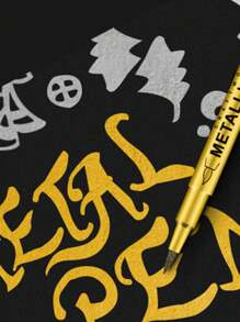 2pcs Gold + Silver, Applicable To Any Material, Metallic Paint Markers For DIY Painting, Drawing On Black Cards, Crafting, Sketchbook Back To School