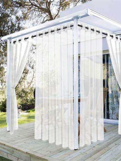 4 Pack Outdoor Transparent Curtains For Patio, Filtered Gauze Outdoor Curtains With Ring, Suitable For Front Porch, Gazebo, Pergola, Backyard