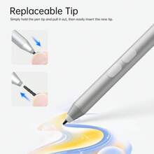 Microsoft Surface Pen, For Surface Pro 11, 10, 7+, Surface Go Series, Surface Laptop Series, Surface Book Models, Surface Studio, Precision, Bluetooth, Long Battery Life, Customizable, Platinum - Silver - View 4