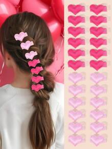24 peças de grampos de cabelo de coração de dia dos namorados para mulheres, grampos de compressão de veludo para meninas, acessórios de cabelo fofos para jogos de família com tema de amor de irmã