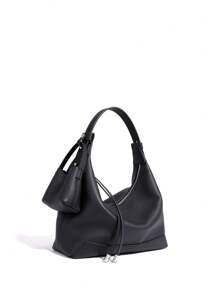 New Genuine Leather Top Layer Cowhide High-End Texture Lunch Box Niche Underarm Bag Genuine Leather Shoulder Bag Crossbody Bag - Black - View 3