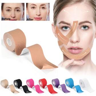 4pcs Anti-Wrinkle Tape | Facial Myofascial Lift Tape For Skin Firming, Toning & Tightening | Lift Tape For Face, Neck & Forehead | Smooths Wrinkles, Lifts Skin Anti-Aging Face Patches (8 Colors Assorted)