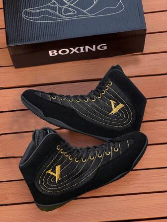TOLLN Men's Professional Boxing Shoe High -Top Fight Shoe Fighting Contest Training Shoes Wrestling Shoes Fitness Boot