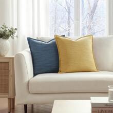 1 pièce Housse de coussin minimaliste de couleur unie pour canapé ou chevet à la maison - Jaune citron - Voir 7