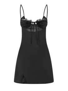 Robe d'été sans manches pour femmes, style de rue et fille sexy, dos nu, en dentelle et patchwork, à lacets, ajustée, à bretelles courtes. Convient pour la plage et les vacances.