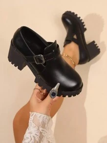 Women's Mary Jane Shoes With Thick Soles, Casual Style, Slip-On, Platform Shoes, College Style, Chunky Heels