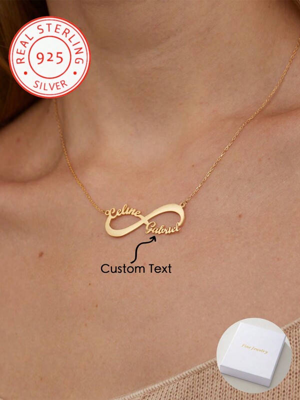 A 925 Silver,Eternal Love Double Name Necklace - 2 Names Infinity Necklace - Women Name Jewelry - Sterling Silver Handmade Name Necklace - Dainty Necklace With Name,Gold,Stylish,Colorful,Vintage,Simple,Unisex,Casual,Cuties,Custom,Personalized,Unique,Ideal Gifts For Him,Ideal Gifts For Her,Her,Boyfriend,Girlfriend,Dad,Mom,Family,Friends,For Anniversaries,For Birthdays,For Graduation,For Prom,For Party,Mother's Day Gifts Women