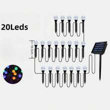 1 Set Lámpara solar para exteriores de 20 LEDS de colores, lámpara esférica LED de burbuja para césped, adecuada para jardín, pasaje, decoración de ambiente nocturno en el césped