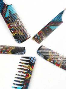 Dragon Scale Hair Cutting Comb Graffiti Hairdressing Comb, Pointed Tail Comb, Fine Tooth Comb,Professional Durable Anti Static Hair Comb Portable Hair Styling Accessories For All Type Of Hair - Multicolor - View 4