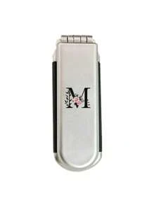 1件装二合一镀银折叠梳子兼化妆镜 – 便携式，印有花卉字母A-Z，桌面造型，现代旅行美容工具，带化妆镜的折叠梳，方便携带，非常适合旅行外出使用，双用途气垫梳，头皮按摩梳，美发造型工具，旅行必备配件，适合户外、办公室和返校季使用 - 銀色 - 查看 33