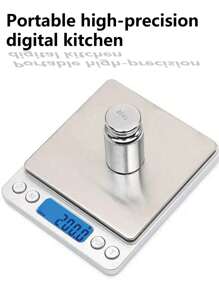 1个0.1克/3000克高精度专用电子秤，珠宝秤，迷你不锈钢电子秤，口袋电子秤，黄金秤 - 銀色 - 查看 6