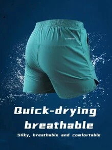 Pantaloncini estivi casual da uomo per fitness e sport, asciugatura rapida, adatti per sport all'aperto, corsa, fitness, badminton, pantaloni da tennis per fidanzati - Blu verde acqua - Visualizzare 2
