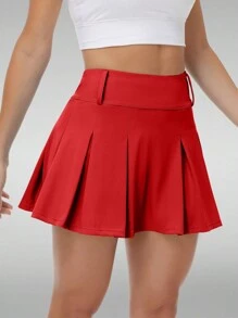 Blaosn Women's Pleated Tennis Golf Skirt With Pockets Shorts High Waisted Workout Athletic Golf Skorts Skirts For Running Casual Cute Clothes Outfit - 紅色 - 查看 5