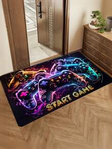 1 pièce Tapis de sol de zone de manette de jeu pour la chambre des garçons et les joueurs, tapis en polyester antidérapant et lavable en machine, tapis de sol de salle de jeux intérieure avec rembourrage en mousse, tapis à bas poils pour le salon, le bureau et la cuisine