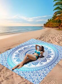 1 Stück leichte wasserdichte und sandabweisende Stranddecke, Outdoor Picknick Matte mit digitalem Schildkröten-Motiv, geeignet für Camping, Picknicks und Strände
