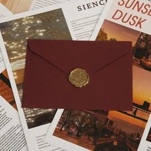 5 pièces Enveloppes de style vintage en toile de jute, enveloppes de cachets de cire d'invitation rétro - 1 pièce enveloppe + 1 pièce sceau de cire, retour à l'école