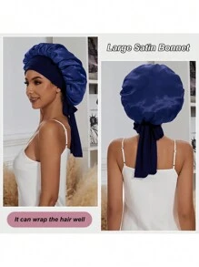 睡眠帽外层丝绸染色可调节肩带发帽带发带发帽适合女士自然卷发