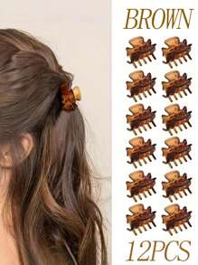 12 piezas de clips y pasadores de pelo pequeños y sencillos para mujer, de forma cuadrada, todo a juego en negro y marrón, accesorios de pelo mini para uso diario, pinzas de pelo, pinzas de agarre, pinzas de mandíbula, pinzas de pelo, clips de pelo, para looks casuales de otoño e invierno y vacaciones