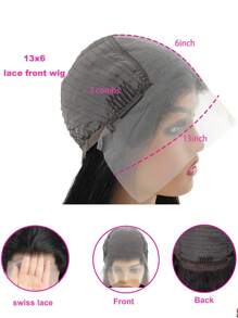 13x6 卷曲直发蕾丝前假发真人发 180% 密度透明蕾丝前假发真人发 Yaki 直发巴西发女士假发自然黑色 - 黑色 - 查看 7