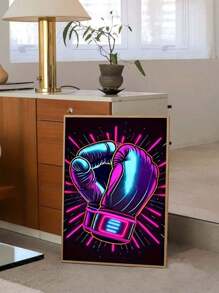 Abstract Neon Boxing Gloves Canvas Art,Portrait Orientation, Sports Gym Wall Painting,Canvas Wall Art,Wall Decoration,Artwork Decoration,Suitable For Living Room,Bedroom,Bathroom,Office Wall Decoration,Restaurant, Bar, Cafe,Mall Artwork Decoration,No Frame