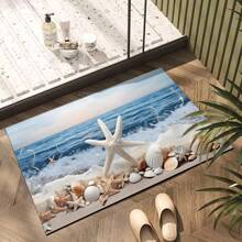 1pc Home Decor, Ocean Coastal Bathroom Silicone Mat, Anti-Slip Vertical Mat, Stylish Laundry Room Bathroom Rug, Washable Compact Cute Shower Mat, Home Decor Accessories, Home Essentials, Nautical Seashell Starfish Decoration - FUDD033 - View 7