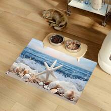 1pc Home Decor, Ocean Coastal Bathroom Silicone Mat, Anti-Slip Vertical Mat, Stylish Laundry Room Bathroom Rug, Washable Compact Cute Shower Mat, Home Decor Accessories, Home Essentials, Nautical Seashell Starfish Decoration - FUDD033 - View 6