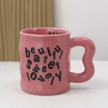 1 件粉色 350 毫升陶瓷英式个性化咖啡杯，适合成人和儿童返校
