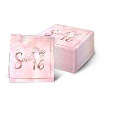 20/100pcs Rose Gold 16th Birthday Napkins Rose Gold Theme Disposable Paper Napkins Happy Birthday Napkins For Dinner Birthday Party Favors 2-Ply