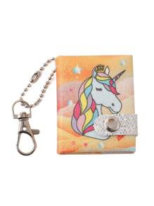 1pc Cartoon Mini Pendant Keychain Book Unicorn Notepad Cute Pocket Notebook Gift Book Simple Style Students Taking Notes Daily Little Fairy Fresh And Simple Fashion Personalized Send To Others General,School Supplies,Back To School