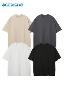 GEMCHO 4 件套休闲简约圆领短袖修身女式 T 恤，适合夏季