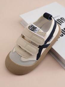 1 Par de Sapatos Esportivos de Borracha de Biqueira Redonda Bege Antiderrapante, Adequados para Todas as Estações, para Crianças