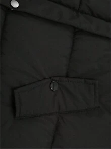 Manteau matelassé épais à capuche amovible et col en fausse fourrure pour femmes, idéal pour l'hiver - Noir - Voir 8