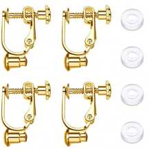 KMEOSCH 4/8 Pieces Clip-On Earrings Converter Components With Post For Non-Pierced Ears With Comfort Earring Pads DIY Earring Findings