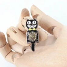 1pc Vintage Cat Pattern Clock Brooch Pin Badge Clothing Bag Accessory, Cute Creative Brooch Lapel Pin, Unique Clothing Badge, Suitable For Backpack, Clothes, Collar And Hat, Multifunctional Fashion Accessory For Women, Ideal Gift