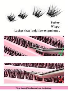 Asiteo 110pcs Eyelash Clusters, DIY Individual False Eyelashes, Natural & Lengthening 8-16mm, D-Curl Fluffy Reusable, DIY Eyelash Clusters, Individual False Eyelashes, Eyelashes - Black - View 6