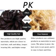 Messy Bun Hair Piece, Wavy Curly Synthetic Hair Scrunchie, Ponytail Hair Extension With Elastic Band, Suitable For Women's Daily And Party Hairstyles, Available In Black, Gold And Mixed Colors, Halloween - Multicolor - View 6